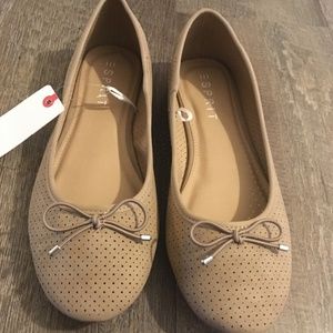 ESPRIT Orly Bow Tie Perforated Flats, Taupe